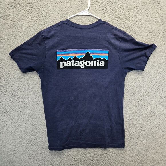Patagonia T-Shirt Mens Size Medium Navy Blue Responsibili-tee Short Sleeve - Picture 4 of 8